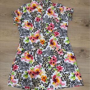 IBKUL Floral and Animal Print Golf Dress